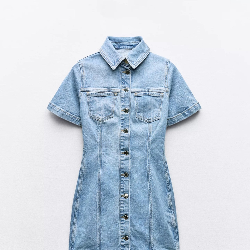 Zara Light Blue Denim Mini Dress